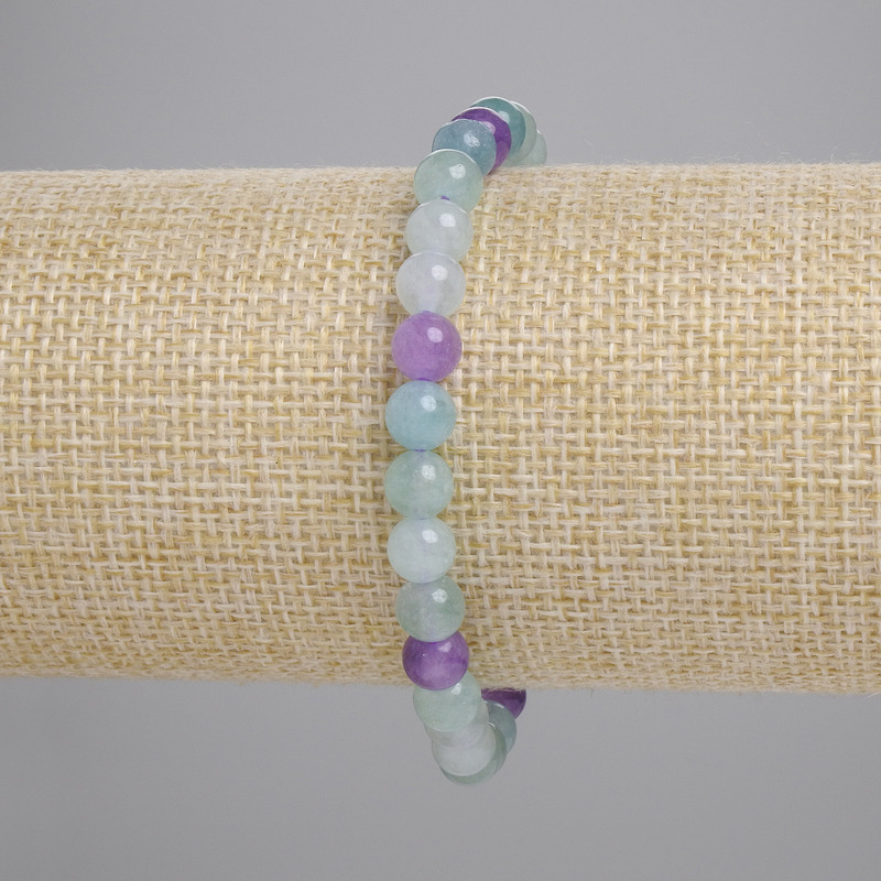 Brățară din fluororit, piatră naturală, mărgele netede, diametrul 6 mm +/-, lungime 18 cm +/- (elastic)