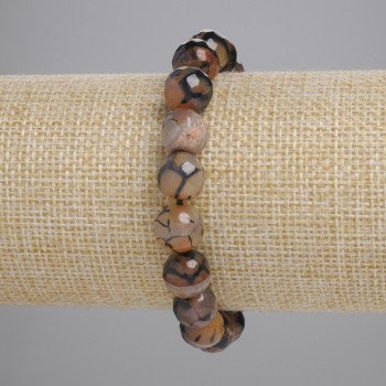 Reducere! Brățară din agat „Venele Dragonului”, mărgele facetate, diametru aproximativ 9,5 mm, lungime aproximativă 18 cm, elastic