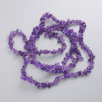 Mărgele de ametist, piatră naturală, fragmente pe fir, diametru 4-11×2-3,5 mm ±, lungime 78 cm +