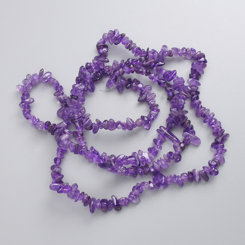 Mărgele de ametist, piatră naturală, fragmente pe fir, diametru 4-11×2-3,5 mm ±, lungime 78 cm +