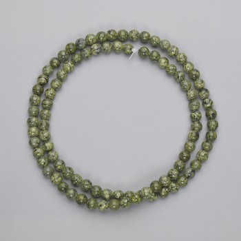 Mărgele din serpentină, bile netede, diametrul 4–5 mm, pe fir, lungime 39 cm+