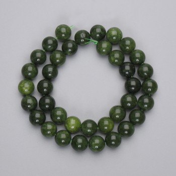 Mărgele din jadit netede, diametru 10 mm, pe șnur, lungime 37 cm