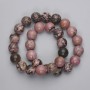 Mărgele din rodonit, formă sferică netedă, diametrul 12,5 mm, pe fir, lungime 37 cm+