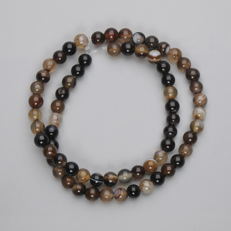 Mărgele de agat, bile netede, diametru 6 mm ± pe fir, lungime 38 cm ±