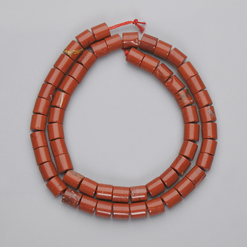Mărgele cilindrice de jasper roșu, diametrul 6-6,5 mm, 5x6 mm, lungime 38 cm pe fir