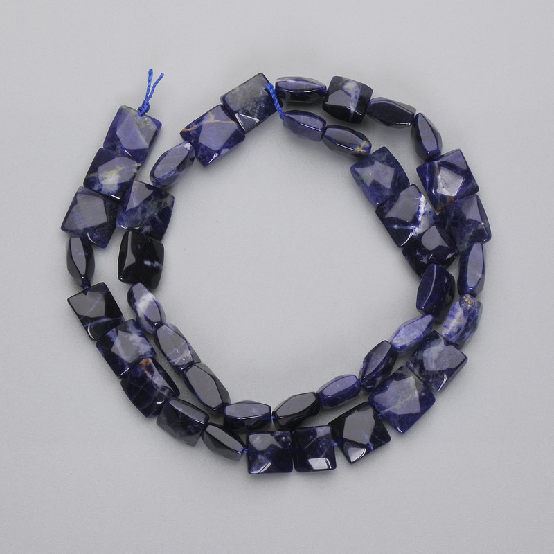 Mărgele din sodalit, pătrate facetate, diametrul 8,5-10×8,5-10 mm, lungime 40 cm ± pe fir