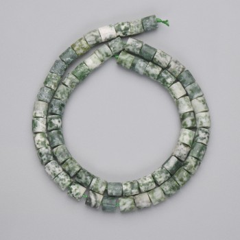 Mărgele de agată mușchi cilindrice, diametru 6x6 mm, lungime 38 cm, pe șnur