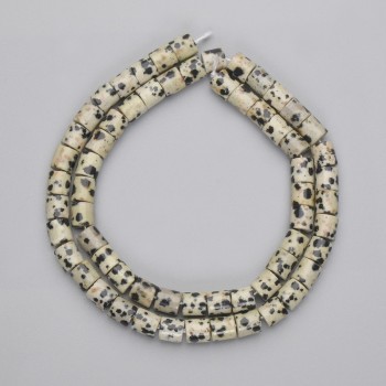 Mărgele cilindrice din jasper Dalmațian, diametrul 6x6 mm, lungime 38 cm, pe fir