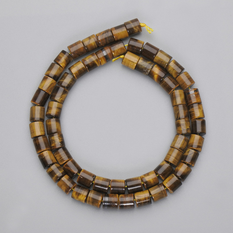 Mărgele ochi de tigru cilindrice, diametrul 6x6 mm, lungime 38 cm, pe șnur