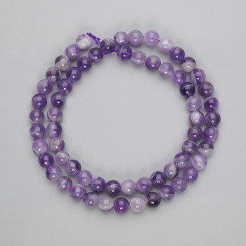 Mărgele din ametist, formă sferică netedă, diametrul 8 mm, lungime 38 cm, pe fir