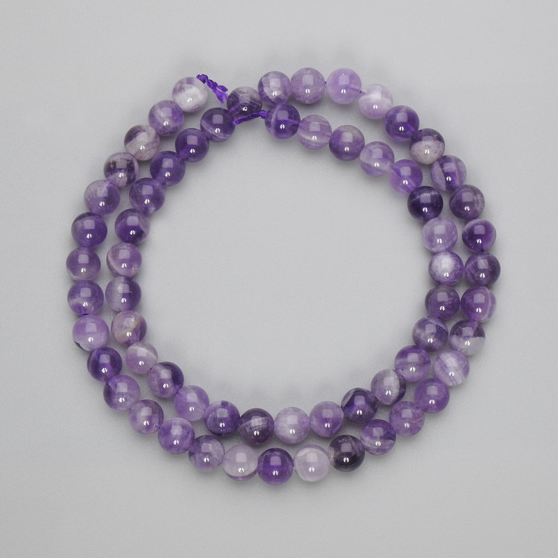 Mărgele din ametist, formă sferică netedă, diametrul 8 mm, lungime 38 cm, pe fir