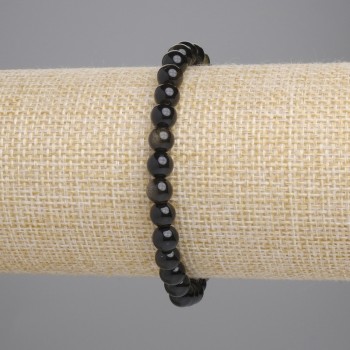 Brățară din obsidian solar, bile lucioase, diametrul de 6 mm, lungime 18 cm, elastică