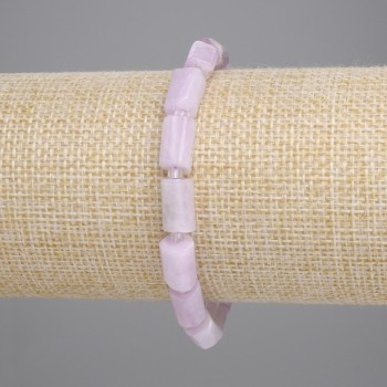 Brățară din kunzit fațetat, diametrul 9-10×6 mm ±, mărgele 3 mm ±, lungime 18 cm ±, pe bază elastică