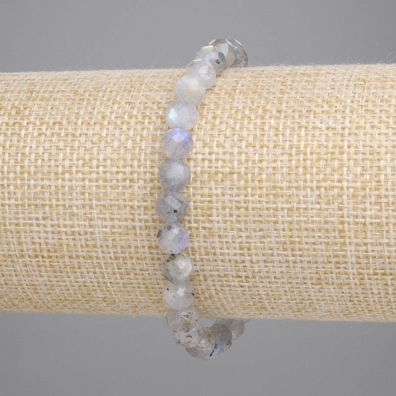 Brățară din labradorit, mărgele facetate, diametru 6 mm, lungime 18 cm, pe elastic