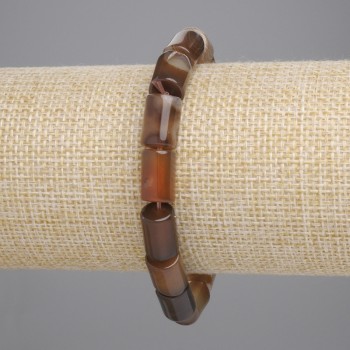 Brățară din agat cilindrică, diametrul 12x8 mm, lungime 18 cm, extensibilă