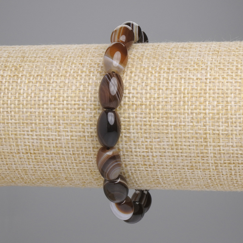 Brățară din agat, mărgele baril, diametrul 12x8 mm, lungime 18 cm, elastic