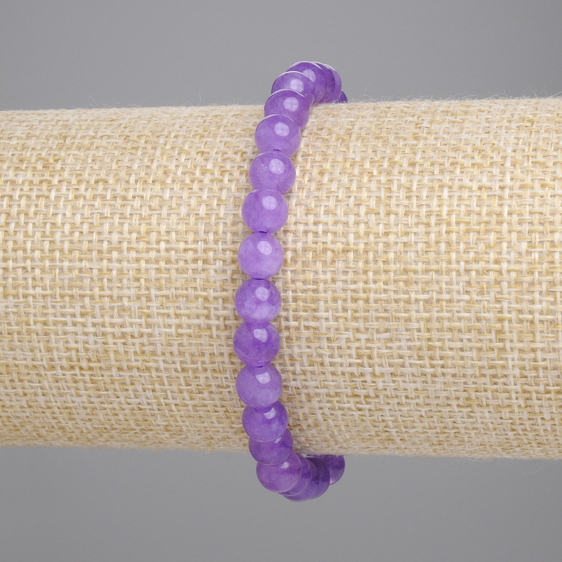 Brățară din ametist, bile netede, diametru 6 mm, lungime 18 cm, pe elastic