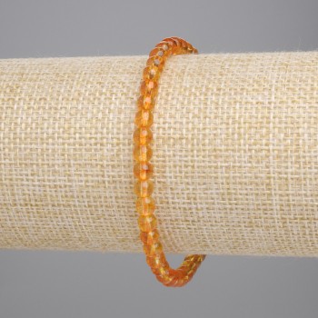 Brățară din citrin, bile netede, diametru 4 mm, lungime 18 cm, pe bază elastică