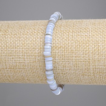 Brățară din scoică Skafarka rondel, diametrul 5x2 mm, lungime 18 cm, elastic