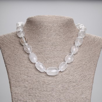 Colier din cristal de munte, piatră tăiată în formă de picătură, 18,5–19 × 12,5 × 13 mm, 45 cm, cu închizătoare