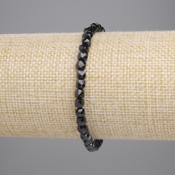Brățară neagră cu turmalină tăiată în cuburi, 4×4 mm, lungime 18 cm, extensibilă