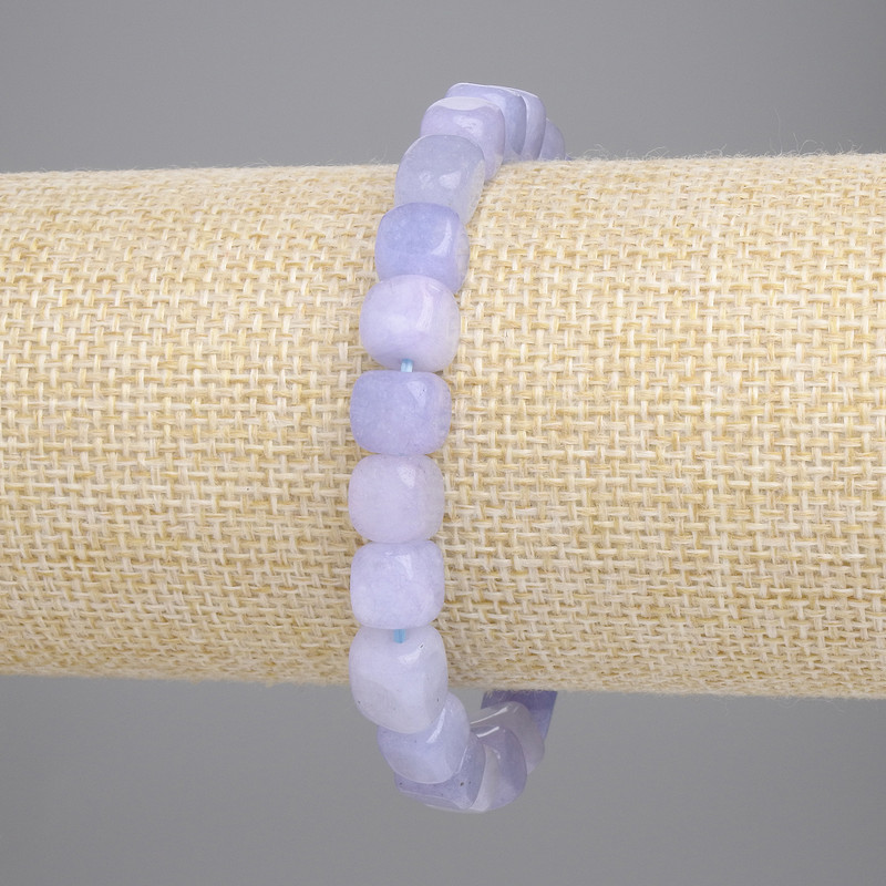 Brățară din acvamarin în formă de cuburi, diametru 7,5×7,5 mm, lungime 18 cm, elastic