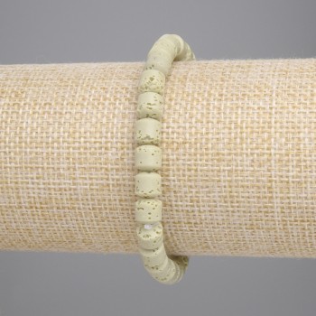 Brățară din lavă vulcanică verde salată, cilindrică, diametru 6×6 mm, lungime 18 cm, elastică