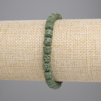 Brățară din lavă vulcanică verde, cilindrică, diametru 6x6 mm, lungime 18 cm, cu elastic