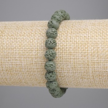 Brățară din lavă vulcanică verde, bile de 8 mm, lungime 18 cm, elastică