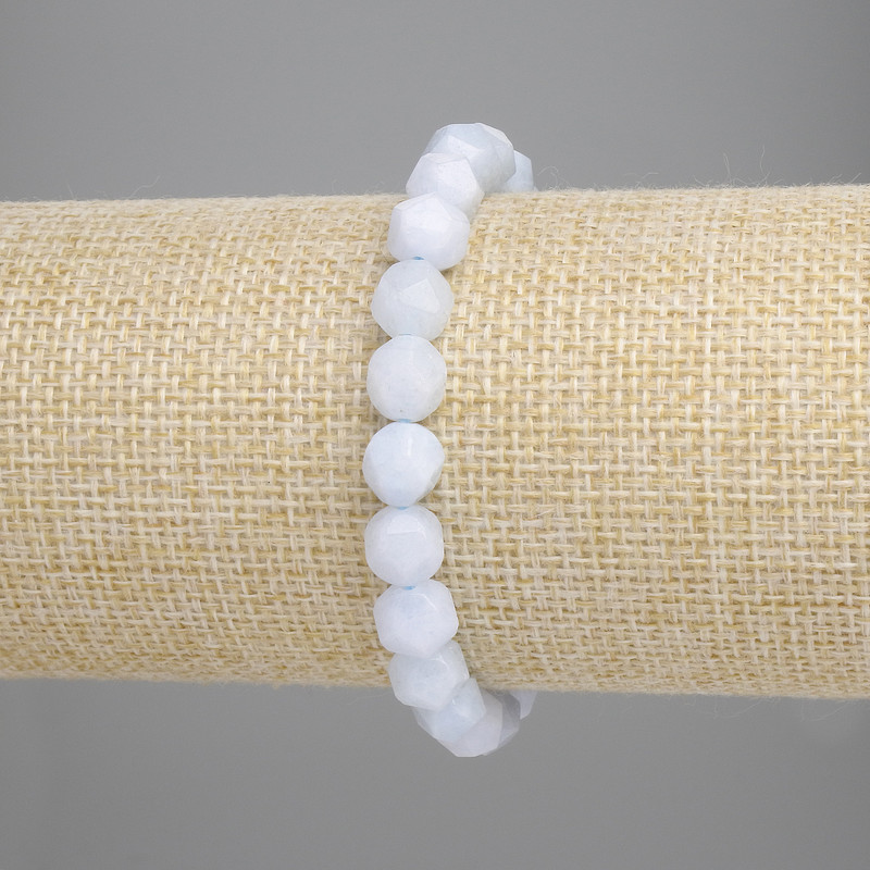 Brățară cu acvamarin fațetat, diametrul 6x5 mm, lungime 18 cm, elastic
