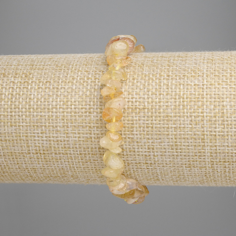 Brățară cu citrin mărunțit, diametru 7-10×3-5 mm, lungime 18 cm, elastică