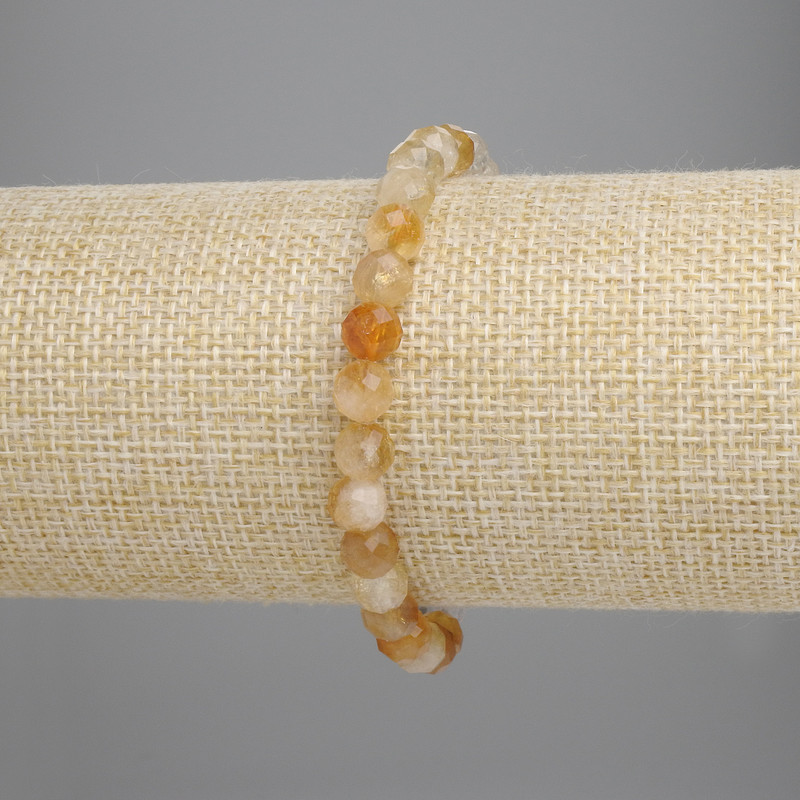 Brățară din citrin cu mărgele tăiate, diametru 6 mm, lungime 18 cm, elastică
