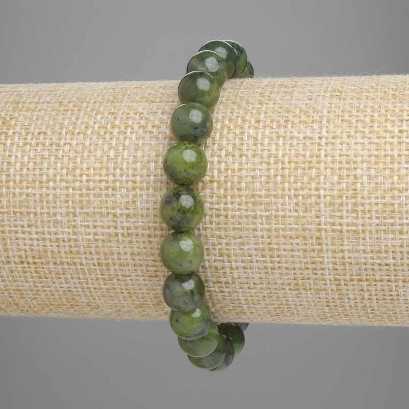 Brățară din jadit, bile netede, diametrul de 8 mm ±, lungimea 18 cm ±, pe elastic
