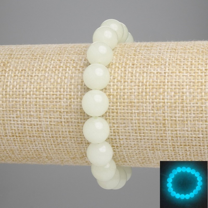 Brățară din onix cu strălucire turcoaz, mărgele netede, diametru 10 mm, lungime 18 cm, elastic