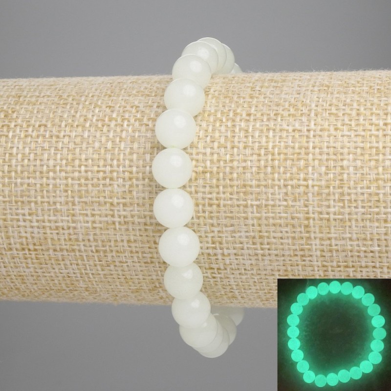 Brățară din onix verde (strălucire verde) mărgele netede, diametrul 8 mm, lungime 18 cm, pe bază elastică