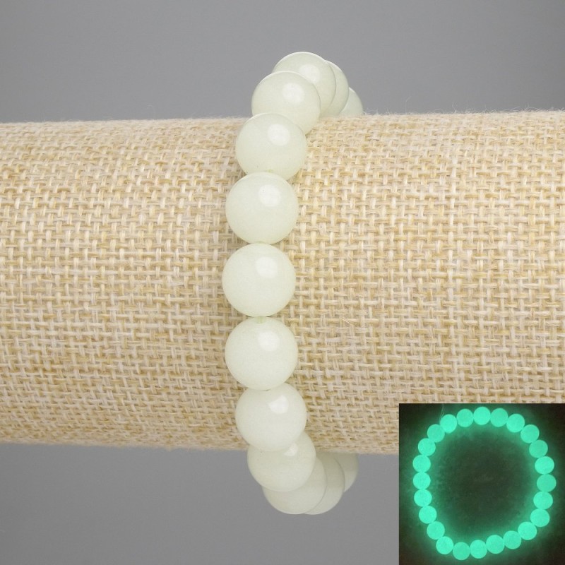Brățară din onix verde (strălucire verde) cu mărgele netede, diametrul 10 mm, lungime 18 cm, pe elastic
