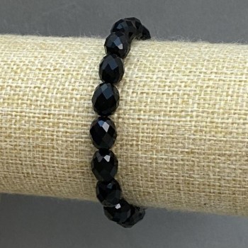 Brățară din agat (artificial) cu mărgele din sticlă cehă tăiate, diametrul 9,5×8 mm, lungime 18 cm, pe elastic