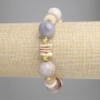 Brățară din coral fosilizat, mărgea netedă de 14 mm; rondele, diametrul 10×2 mm, cu inserții metalice, lungime 18 cm, elastic