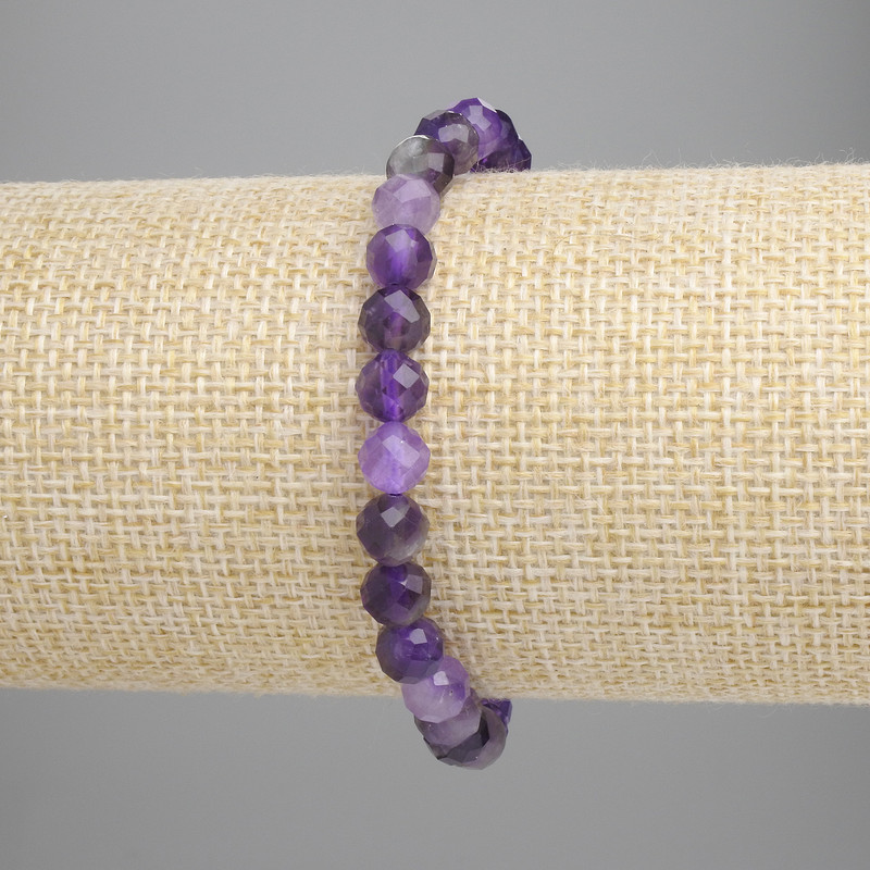 Brățară din ametist facetat, bile de 6 mm, lungime aproximativă 18 cm, elastic