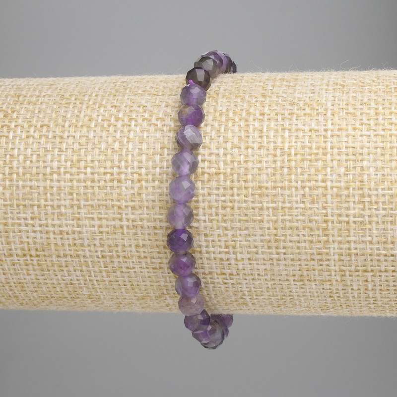 Brățară din ametist facetat, mărgele de 5 mm, lungime 18 cm, elastic