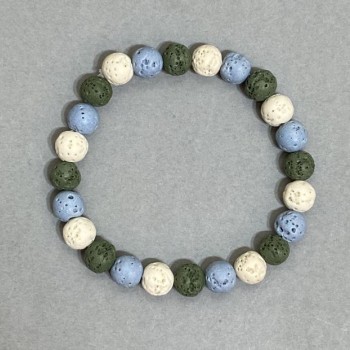 Brățară din lavă vulcanică, mărgele de 8 mm, lungime 18 cm, cu elastic