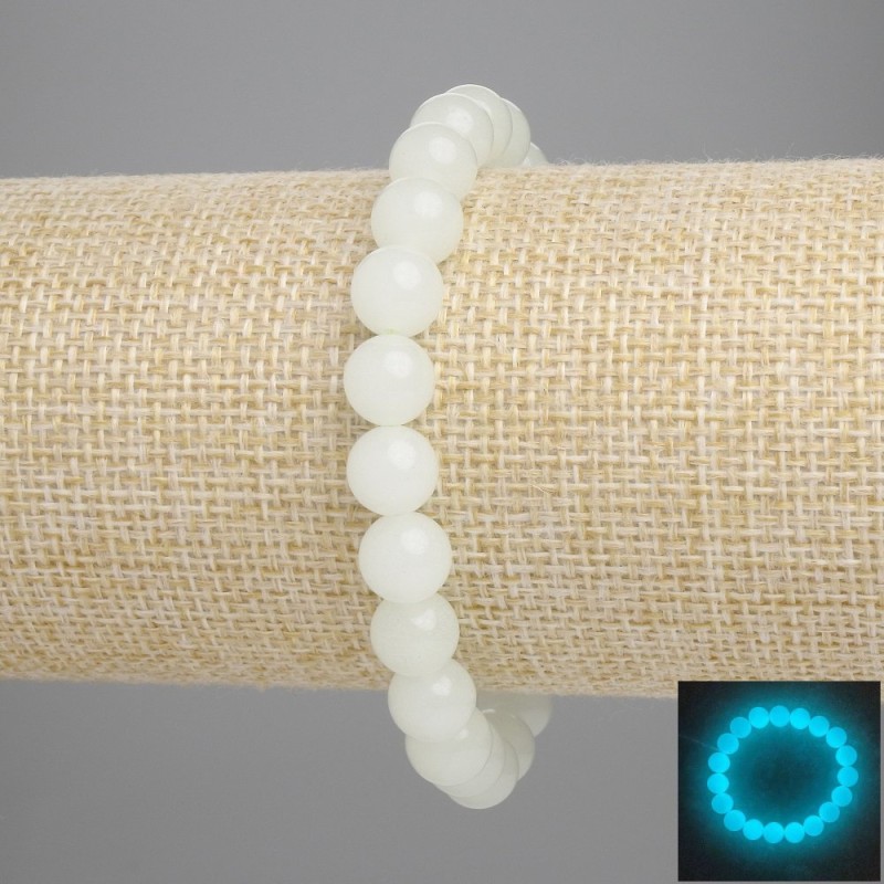 Brățară din onix cu luciu turcoaz, bile lucioase de 8 mm, lungime 18 cm, pe șnur elastic
