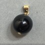 Pandantiv din obsidian argintiu, bilă de diametru 14 mm, lungime 24 mm