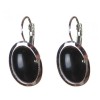 Reducere. Cercei din agată neagră, cu montură lucioasă, piatră ovală 2,2×1,8 cm, lungime 3,2 cm