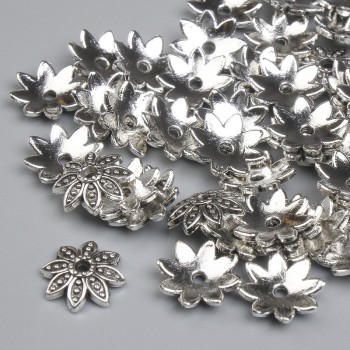 Capace pentru mărgele, culoare argintiu metalic, diametrul 9,5×1 mm, gaură diametrului 1,7 mm, ambalaj 40 buc.+