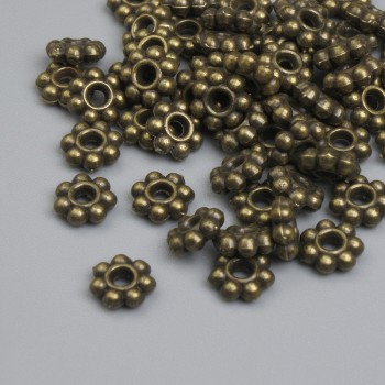 Mărgea-inserație din bronz, culoare bronz, diametru 5,5×1,5 mm, gaură de aproximativ 2 mm, ambalaj ~48 buc.