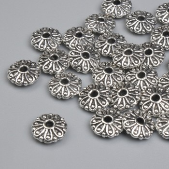 Inserție pentru mărgele, culoare metalică argintie, diametru 8 mm, gaură 1,6 mm, ambalaj ~25 buc.