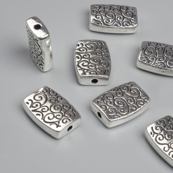 Furnitură – mărgea-inserație argintiu, diametru 14×10 mm, gaură 2 mm, ambalaj ~8 buc.