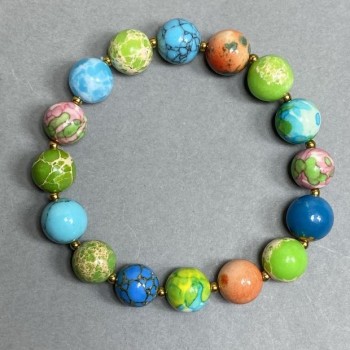 Brățară cu varisit sintetic, mărgele netede de 10 mm ±, hematit de 2 mm ±, lungime 18 cm ±, elastică