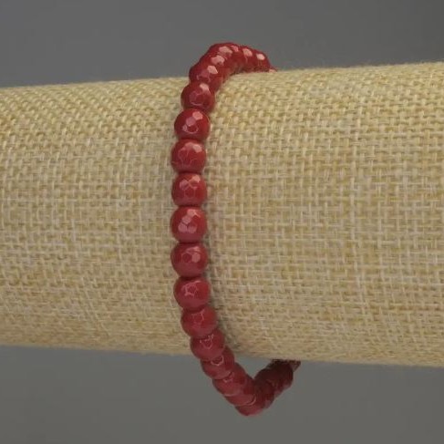 Brățară din coral natural, mărgele tăiate de 6 mm, lungime 18 cm, pe elastic
